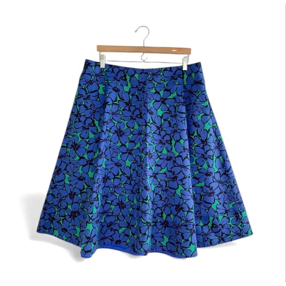 Womens Lane Bryant The Modernist Collection Blue & Green Floral Flared Skirt 20